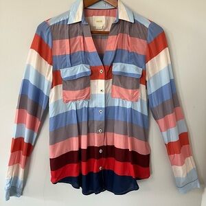 Maeve Colorful Striped Button-Up Shirt